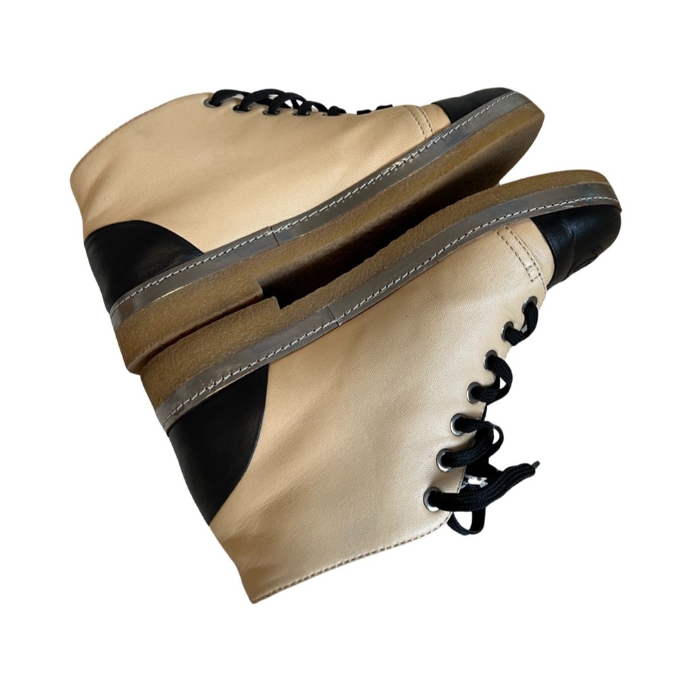 Chanel nude beige black cc logo boots booties with certificate of authenticity - Picture 12 of 17